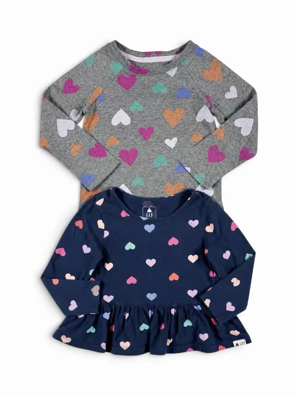 Gap & Cat & Jack Heart Print Peplum Tops Bundle Size 2